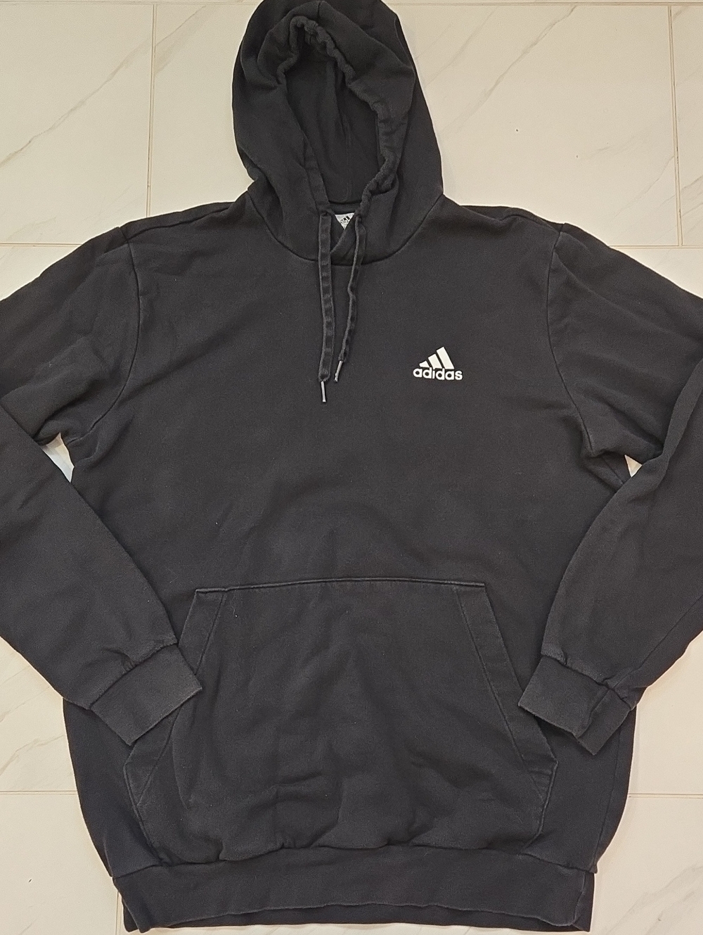 adidas Black Pullover Hoodie with White Logo